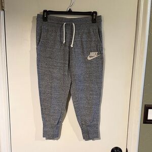 Nike Heathered Gray Women's Jogger Sweatpants with White Logo